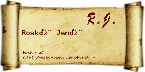 Roskó Jenő névjegykártya