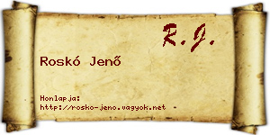 Roskó Jenő névjegykártya